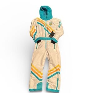 Sun Cruiser Teal and Yellow Hooded Snowsuit